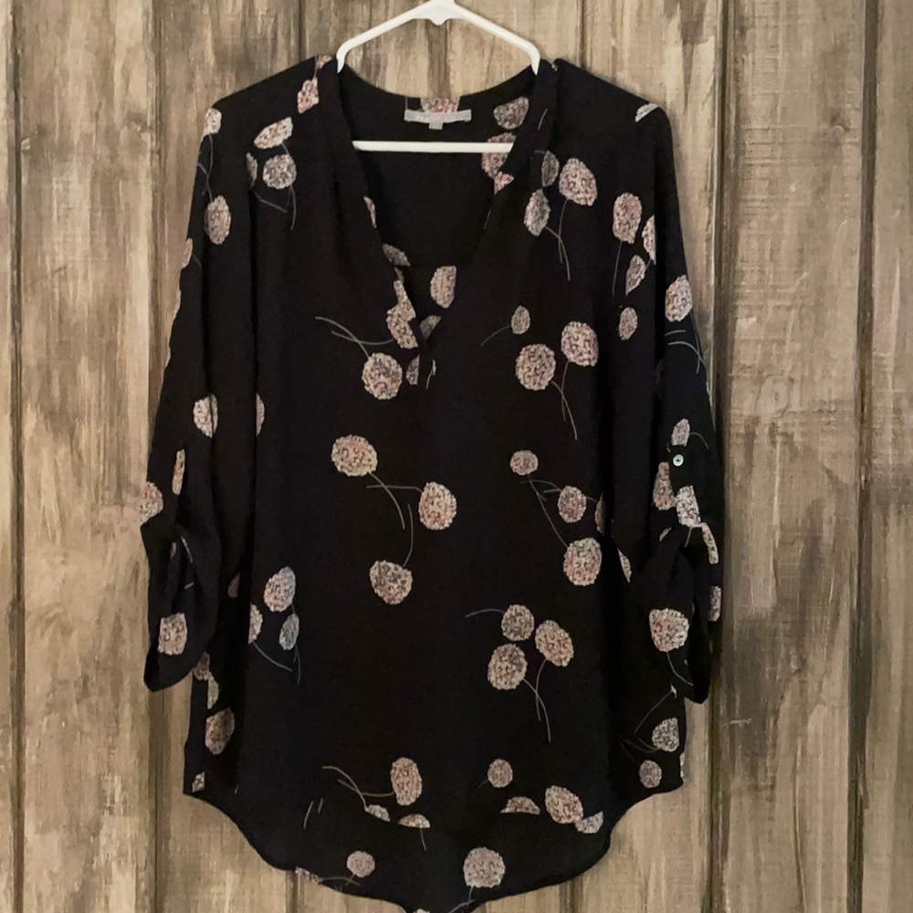 Daniel Rainn XL black and floral blouse